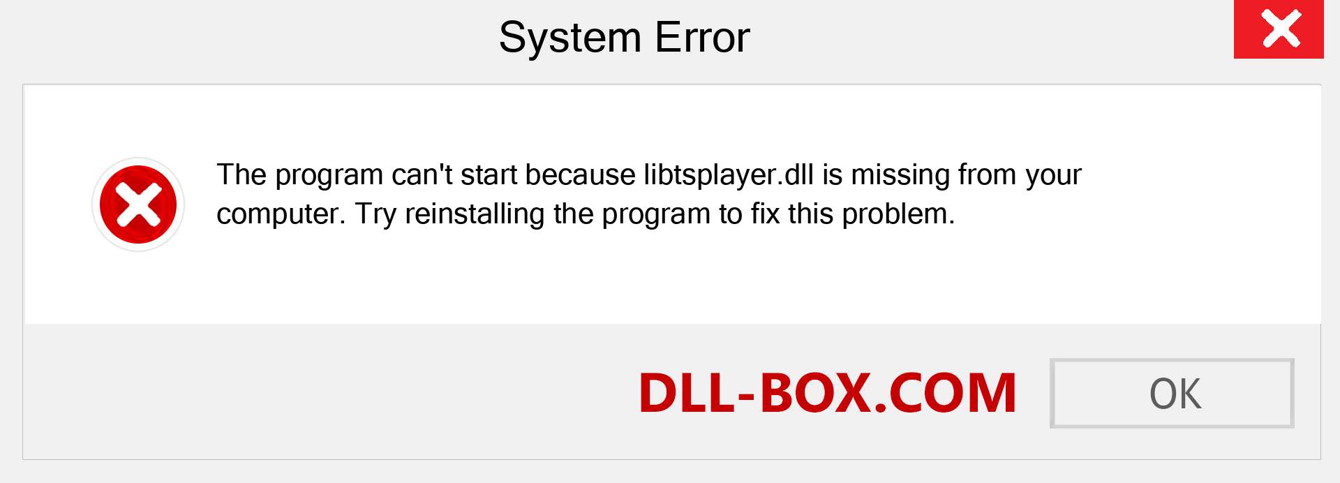  libtsplayer.dll file is missing?. Download for Windows 7, 8, 10 - Fix  libtsplayer dll Missing Error on Windows, photos, images